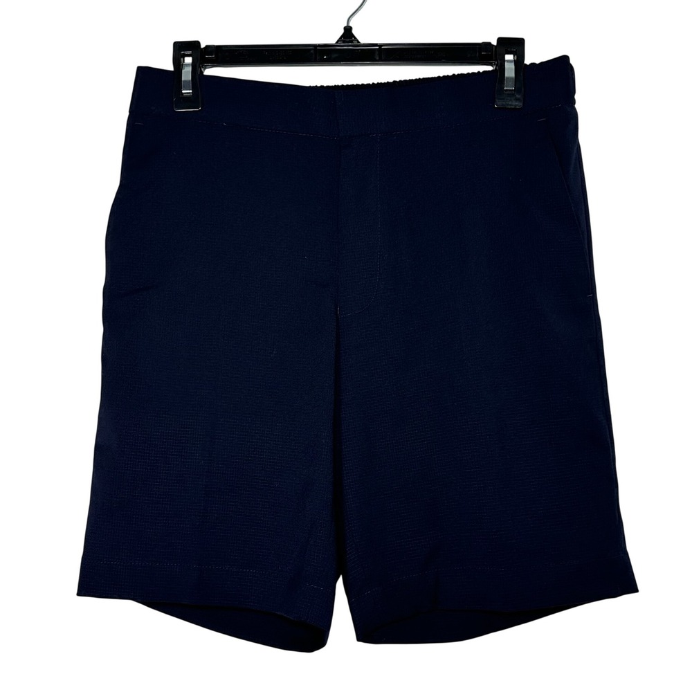 Topman Mens Navy Blue Textured Tailored Shorts‎ Size 30 Elastic Back Side Tabs